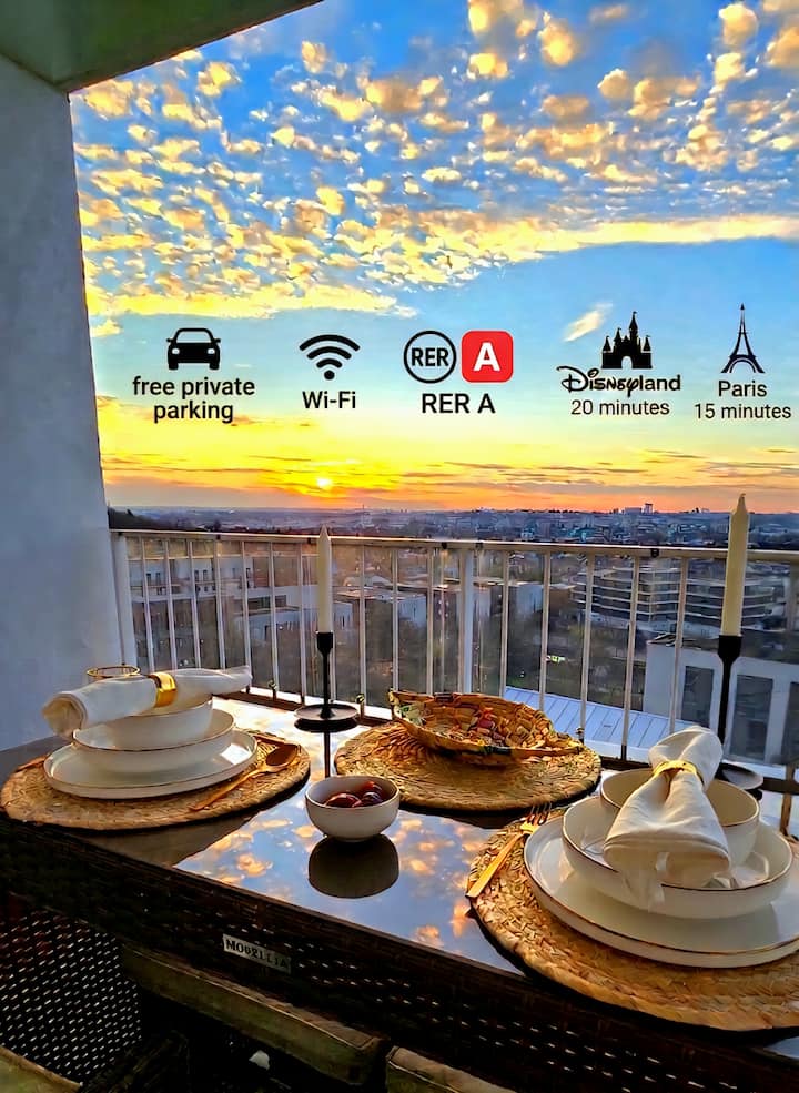 Cocon Chic, Entre Paris et Disney, Vue Tour Eiffel - Noisy-le-Grand